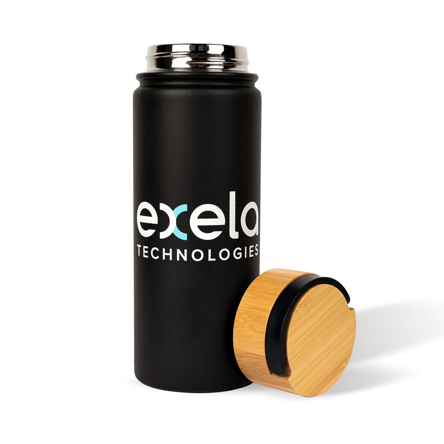 20 OZ. VACUUM-SEALED STAINLESS WATER BOTTLE WITH BAMBOO LID